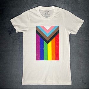 Progress Rainbow Pride Flag LGBTQIA Gay Soft Modern Minimalist Graphic Tee